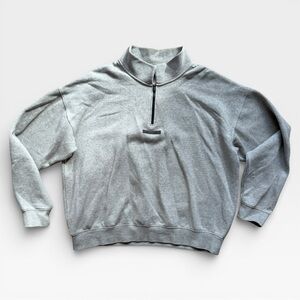 Fear of God Essentials Light Gray Quarter Zip Mock neck Sweater